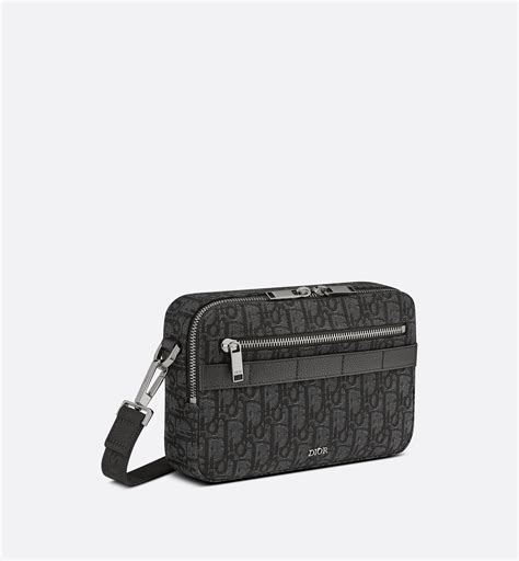 Sac bandoulière Safari Toile jacquard Dior Oblique noir